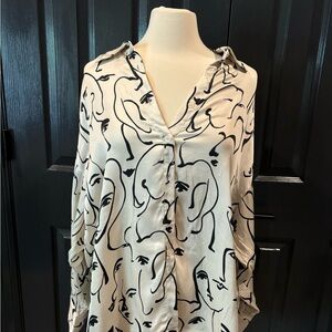 Abstract Face Print Women's Top